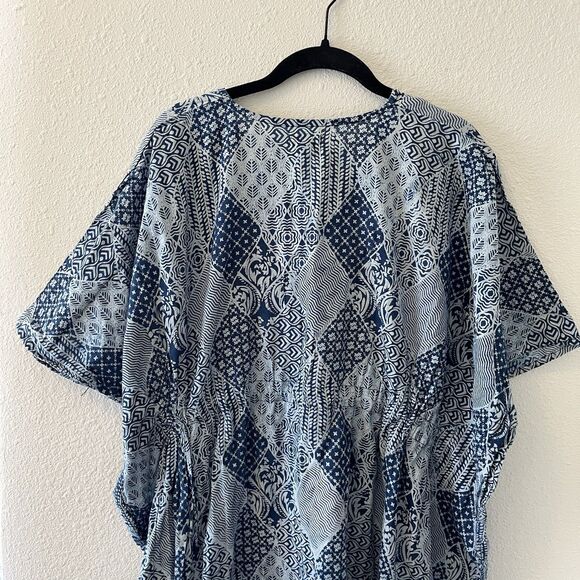 World Market Women’s Kaftan One Size Dress Cover-Up Blue Patchwork Prink Boho - Picture 9 of 13